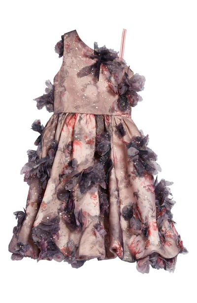 Shop Marchesa Kids' Floral Metallic Bubble Skirt Party Dress In Mauve