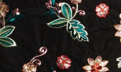 Shop Sam Edelman Embroidered Floral Velvet Trim Sheath Dress In Black Multi
