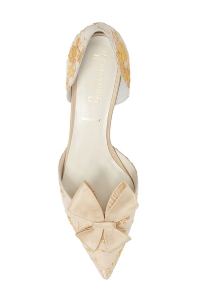 Shop Something Bleu Cliff Bow D'orsay Pump In Gold Romance