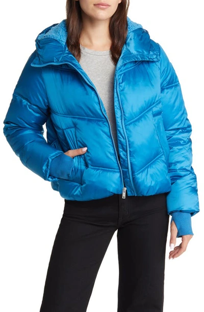 Shop Ugg Ronney Water Resistant Crop Puffer Jacket In Med Blue