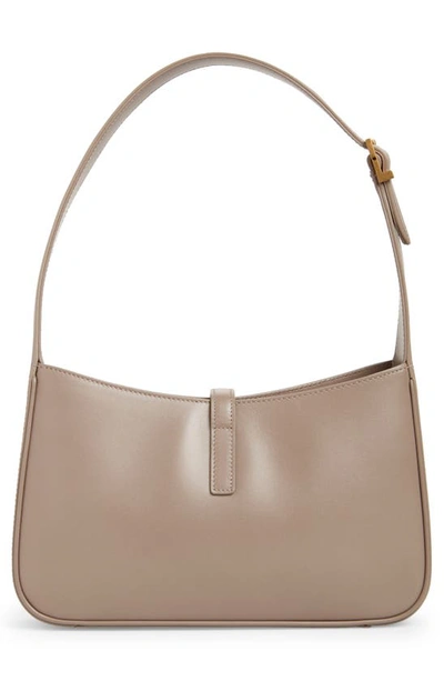 Shop Saint Laurent Le 5 À 7 Leather Hobo In Greyish Brown