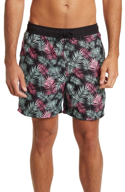 Shop Burnside Weekend Tropical Print Shorts In Black