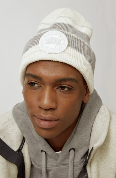 Shop Canada Goose Arctic Heritage Stripe Merino Wool Toque Beanie In Tonal Stripe