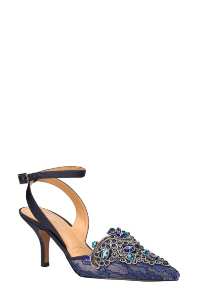 J. Reneé Desdemona Womens Satin Embellished Slingback Heels In Navy