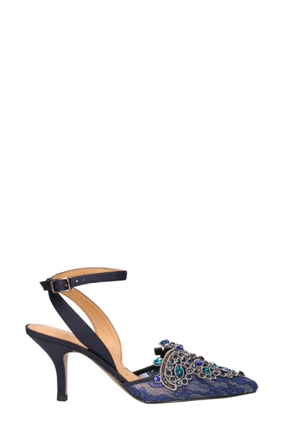 J. Reneé Desdemona Womens Satin Embellished Slingback Heels In Navy