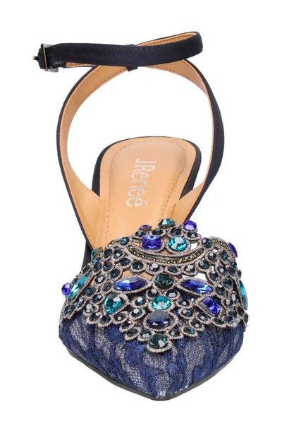 J. Reneé Desdemona Womens Satin Embellished Slingback Heels In Navy