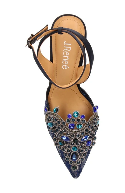 J. Reneé Desdemona Womens Satin Embellished Slingback Heels In Navy