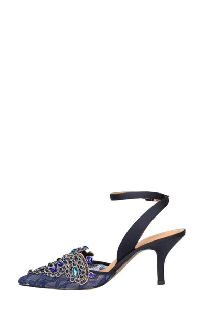 J. Reneé Desdemona Womens Satin Embellished Slingback Heels In Navy