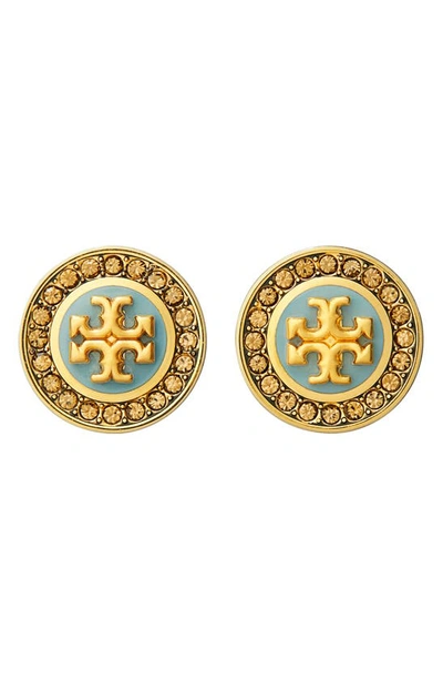 New Tory Burch Kira high quality Enamel Pave Circle Studs in 18k Gold & Red $118