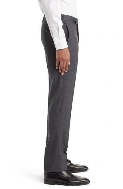 Zanella Parker Flat Front Stretch Wool Flannel Trousers In Dark Grey