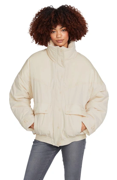 Shop Volcom Blowson 5k Faux Shearling Lined Jacket In Sand