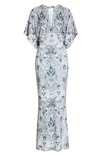 Shop Norma Kamali Obie Jewel Print Cover-up Maxi Dress In Light Jewels