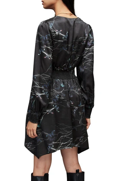 Shop Allsaints Esta Angelica Print Long Sleeve Dress In Black