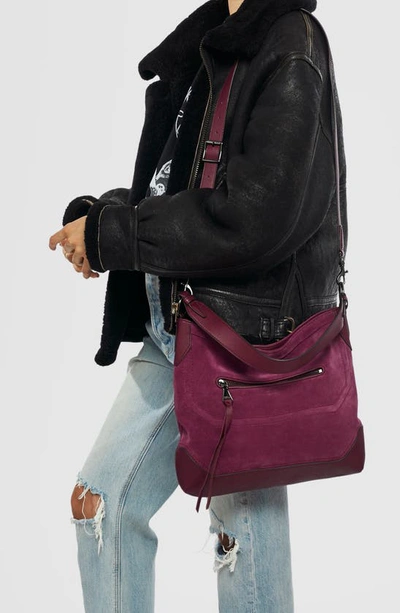 Shop Aimee Kestenberg Bandit Convertible Hobo Bag In Berry Suede