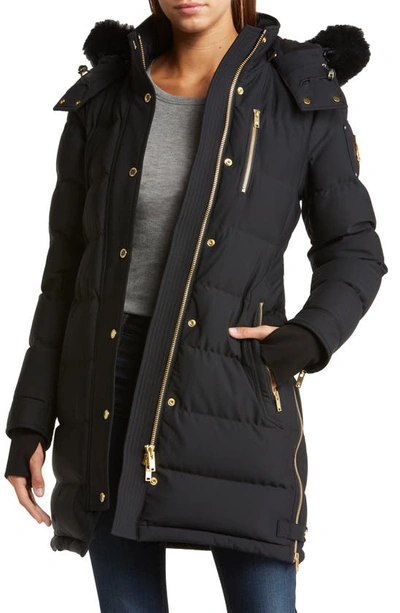 Shop Moose Knuckles Watershed Down Parka With Genuine Shearling Trim In Black Wblack S