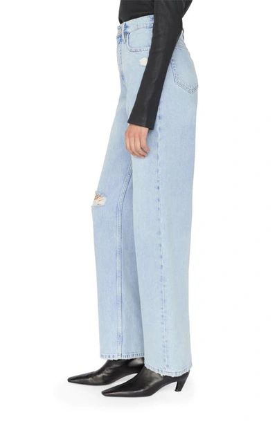 Shop Frame Le High 'n' Tight Ripped Wide Leg Jeans In Bilson Rips