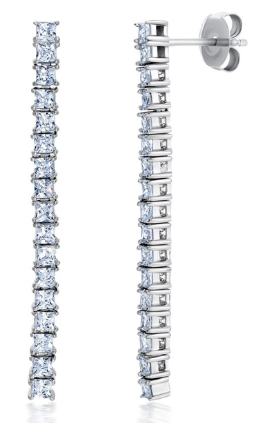 Shop Crislu Cubic Zirconia Linear Drop Earrings In Platinum