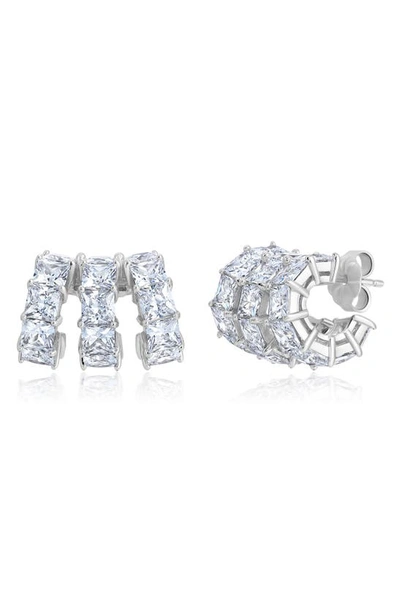 Shop Crislu Cubic Zirconia Huggie Hoop Earrings In Platinum