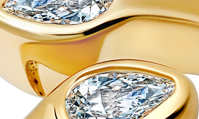 Shop Crislu Pear Cut Cubic Zirconia Bypass Ring In Gold