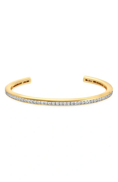 Shop Crislu Princess Cut Cubic Zirconia Channel Cuff Bracelet In Gold