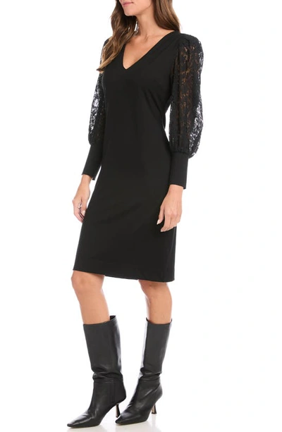 Shop Karen Kane Lace Long Sleeve Sheath Dress In Black