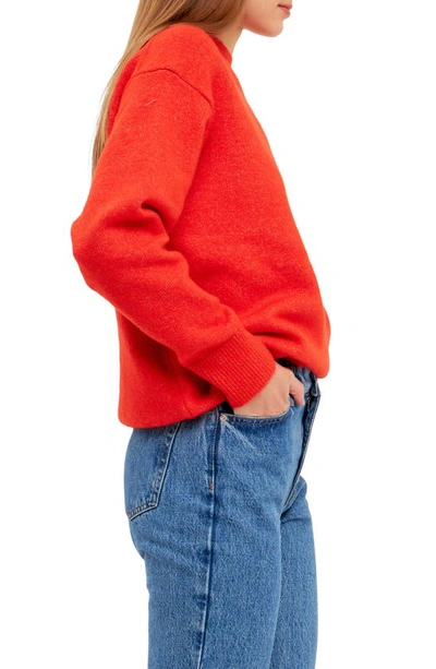 Endless Rose Relaxed Fit Mock Neck Sweater In Orange