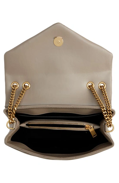 Shop Saint Laurent Small Loulou Chain Leather Shoulder Bag In Grey Brown