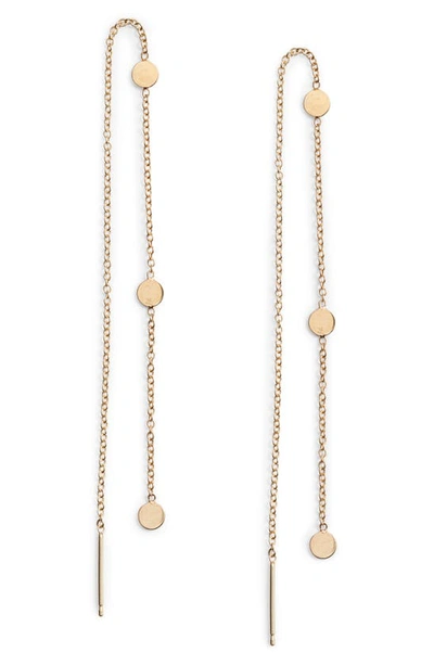 Shop Zoë Chicco Itty Bitty Disc Threader Earrings In Gold