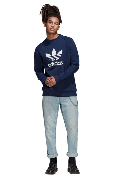 Shop Adidas Originals Adicolor Classics Trefoil Crewneck Sweatshirt In Night Indigo