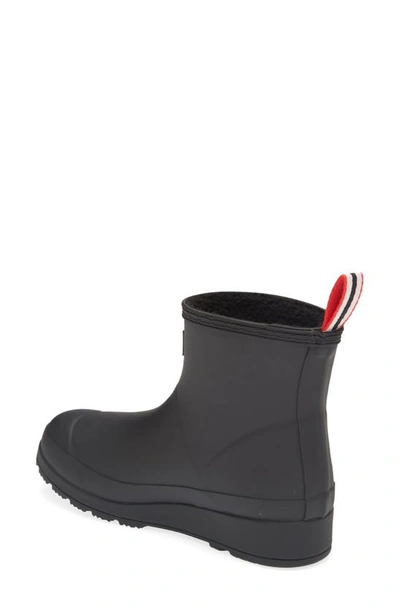 Hunter Play Short Faux Shearling Lined Waterproof Rain Boot In Black