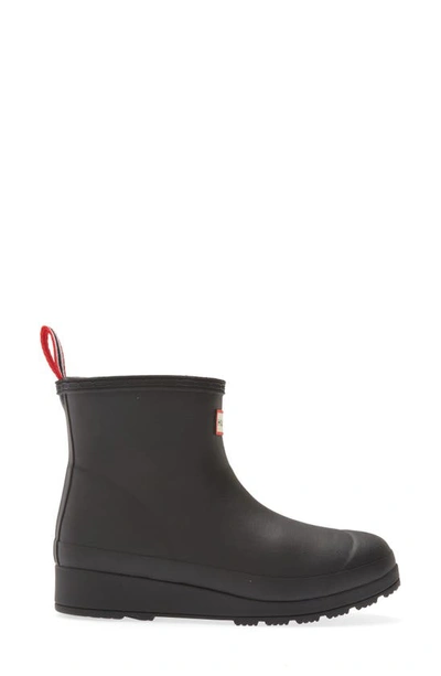 Hunter Play Short Faux Shearling Lined Waterproof Rain Boot In Black