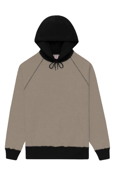 Shop Fleece Factory Colorblock Knit Hoodie In Beige/ Black