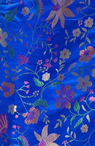 Shop Lulus Make A Move Floral Jacquard Sleeveless Satin Dress In Blue