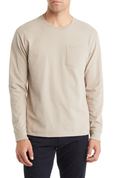 Shop Vince Long Sleeve Sueded Jersey Top In Stucco