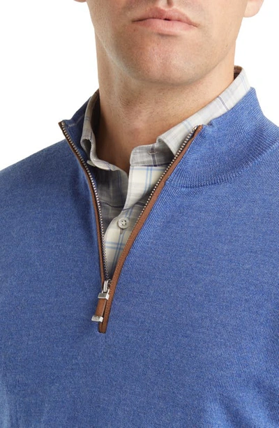 Shop Peter Millar Autumn Crest Quarter Zip Wool & Lyocell Sweater In Storm Blue