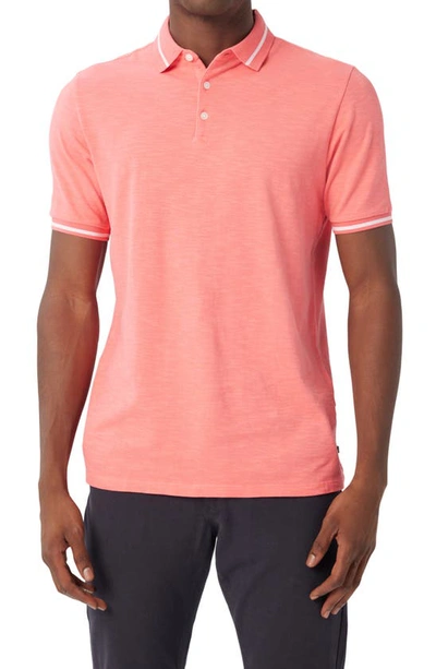 Shop Good Man Brand Match Point Tipped Slub Short Sleeve Polo In Sunkist Coral