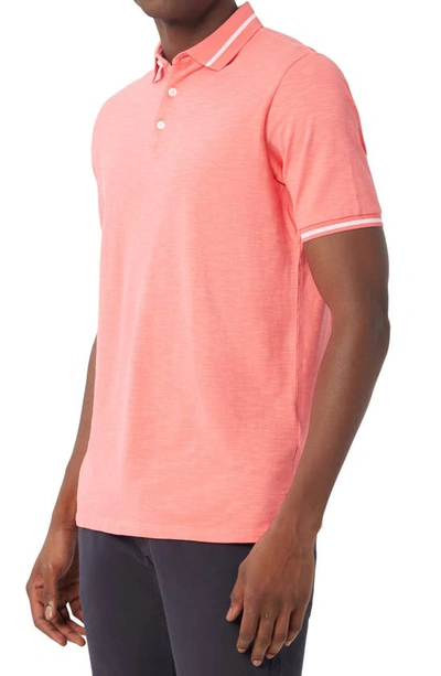 Shop Good Man Brand Match Point Tipped Slub Short Sleeve Polo In Sunkist Coral