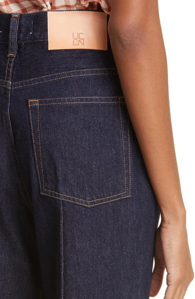 Shop Ulla Johnson The Genevieve Topstitch Nonstretch Jeans In Tigris Rigid Wash