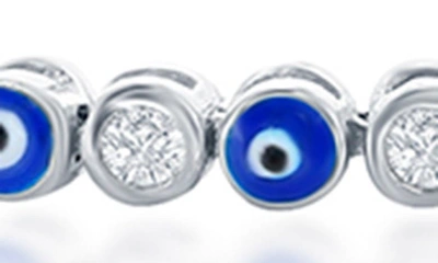 Simona Evil Eye Cubic Zirconia Tennis Anklet In Blue