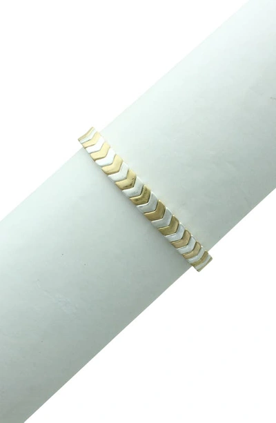 Olivia Welles Mya Chevron Bracelet In Worn Gold / Silver