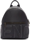 FENDI Navy Embossed Logo Backpack