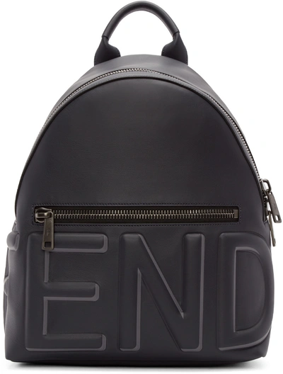 Fendi Navy Embossed Logo Backpack