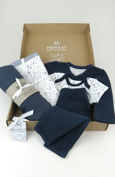 Shop Honest Baby 6-piece Take Me Home Organic Cotton Gift Set In Twinkle Star Navy
