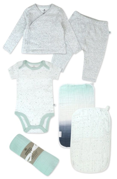 Shop Honest Baby 6-piece Take Me Home Organic Cotton Gift Set In Twinkle Star White/ Sage