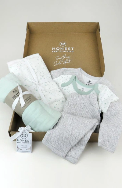 Shop Honest Baby 6-piece Take Me Home Organic Cotton Gift Set In Twinkle Star White/ Sage