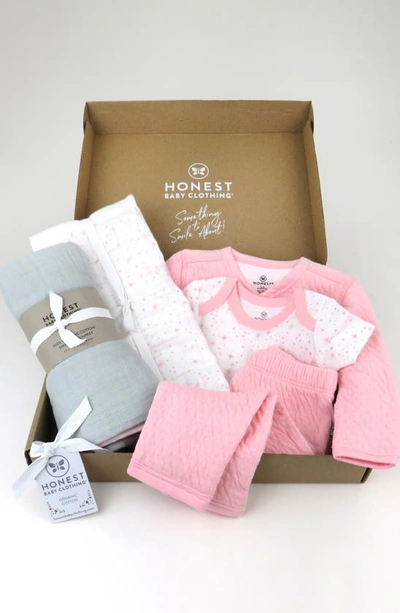 Shop Honest Baby 6-piece Take Me Home Organic Cotton Gift Set In Twinkle Star White/ Pink