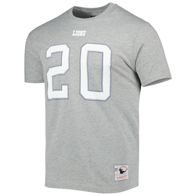 Mitchell & Ness Barry Sanders Gray Detroit Lions Retired Player Logo Name & Number T-shirt In Heather Gray