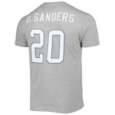 Mitchell & Ness Barry Sanders Gray Detroit Lions Retired Player Logo Name & Number T-shirt In Heather Gray