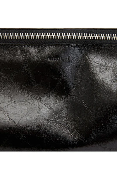 Shop Allsaints Kita Leather Shoulder/crossbody Bag In Black Shine