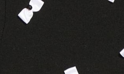 Shop Alice And Olivia Daroda Bow Appliqué Stretch Wool Crop Cardigan In Black/soft White